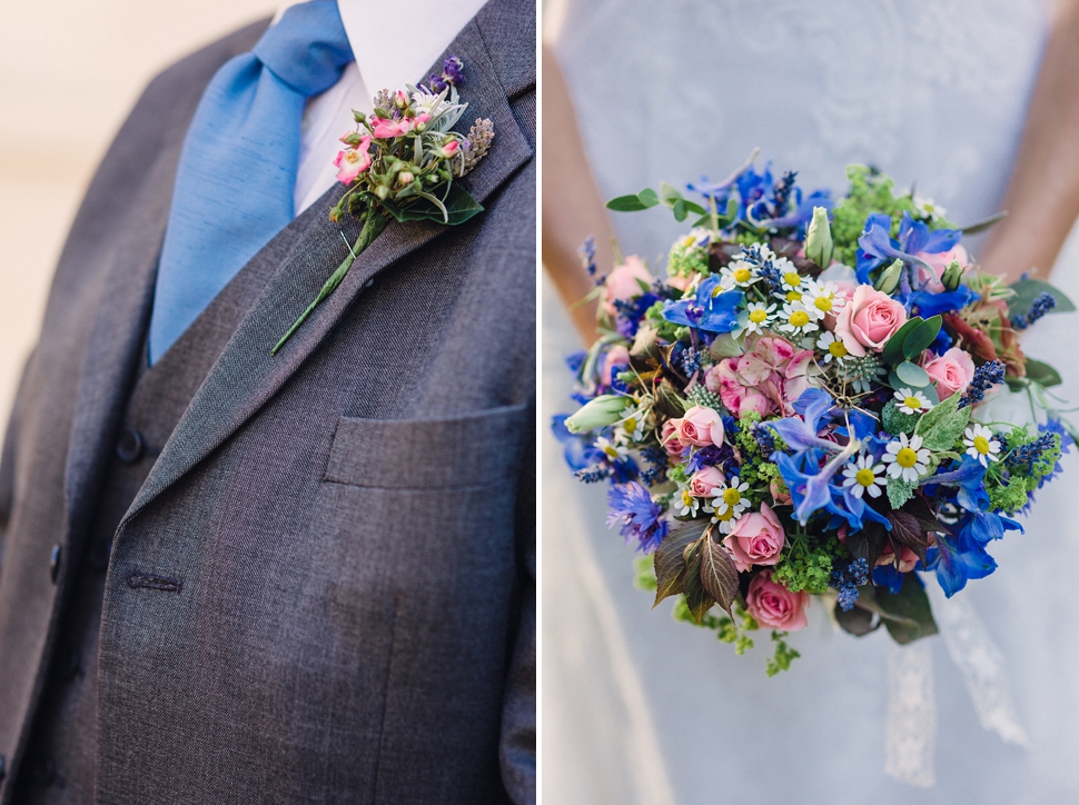 Pink and blue brides bouquet