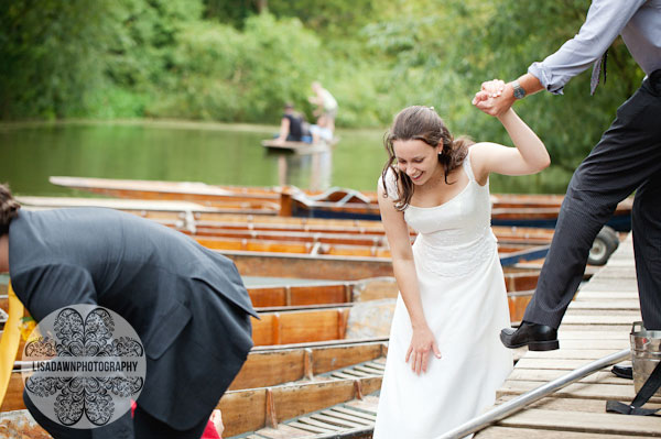 bride getting into punt