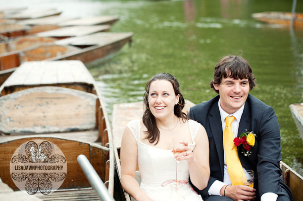 bride and groom punting