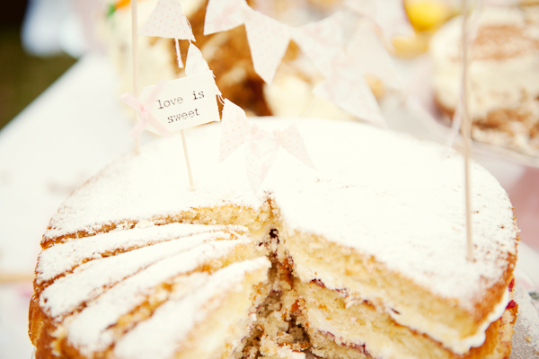 Love is sweet victoria sponge wedding cake