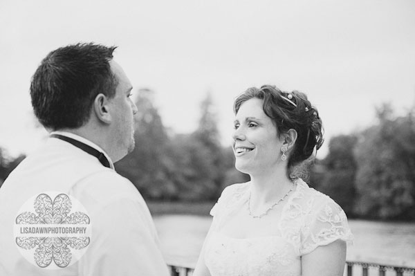 Bride gazes at groom