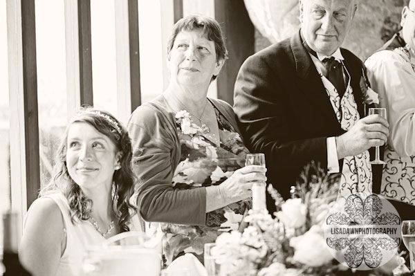 proud bride during speeches