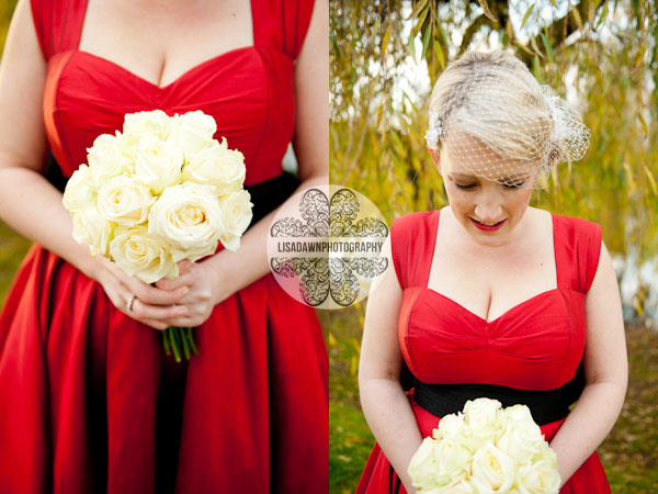 Red dress white flowers