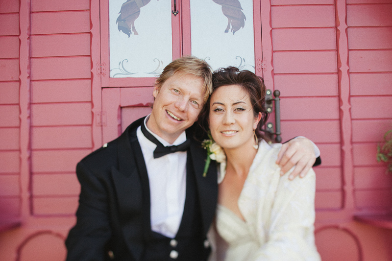 relaxed wedding couple