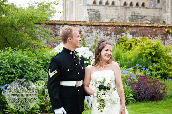 Bride and groom in the walled gardens