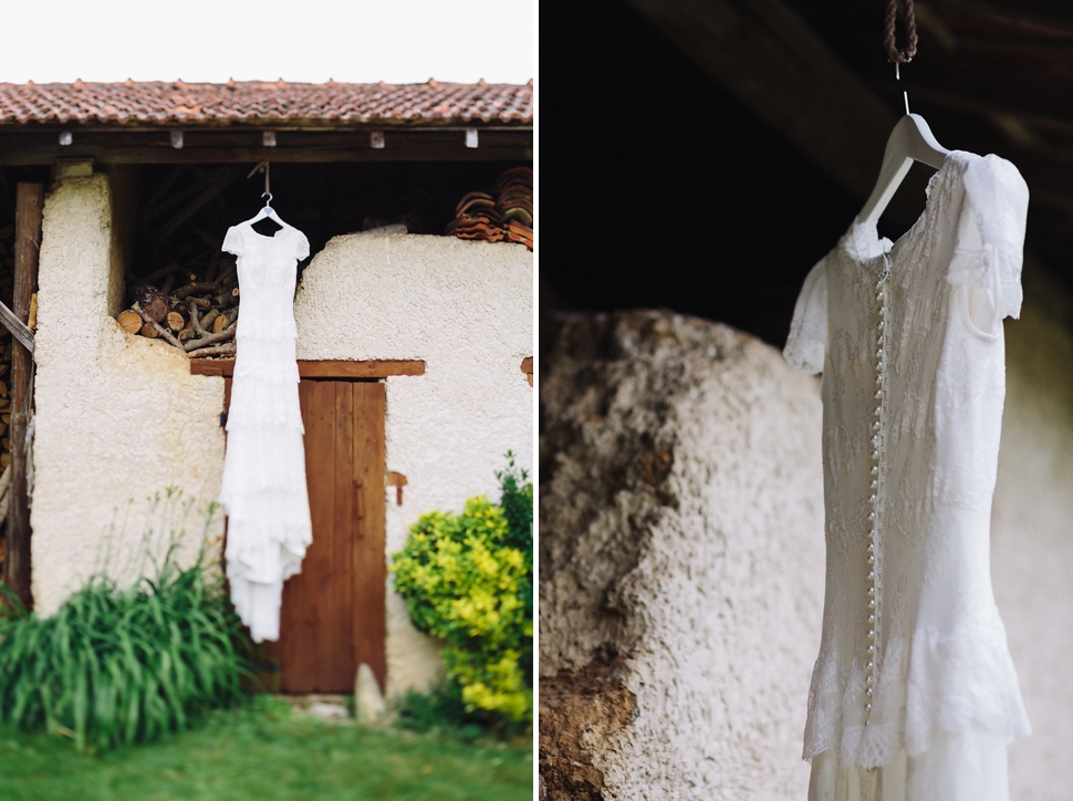 ruffled lace wedding dress