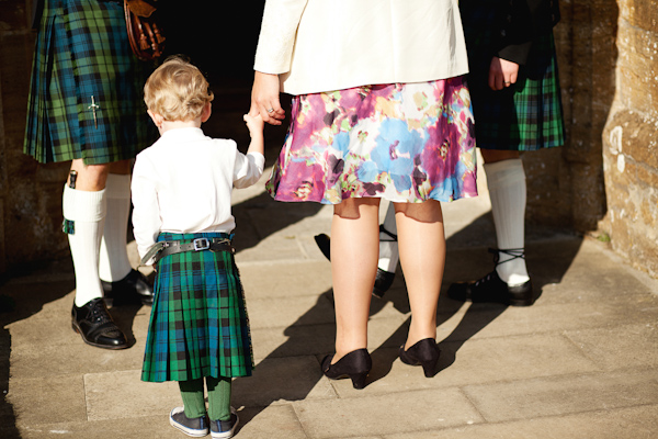 Boy in kilt church