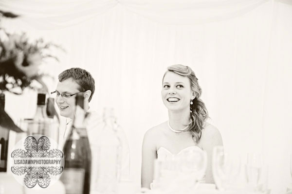 Bride and groom at speeches