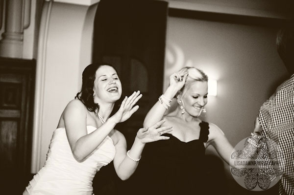 Bride and bridesmaid on the dance floor