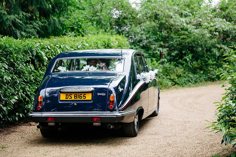 Blue wedding car