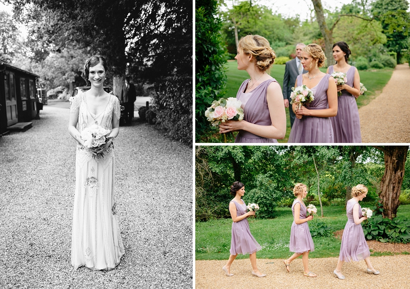 Bridesmaids in lilac dresses