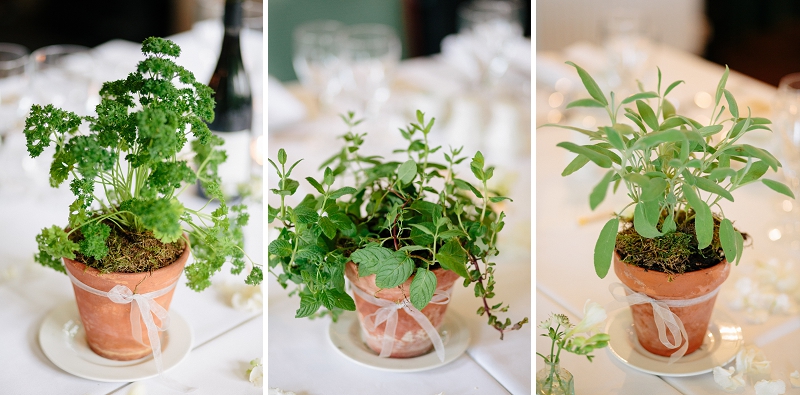 Herbs wedding reception flowers