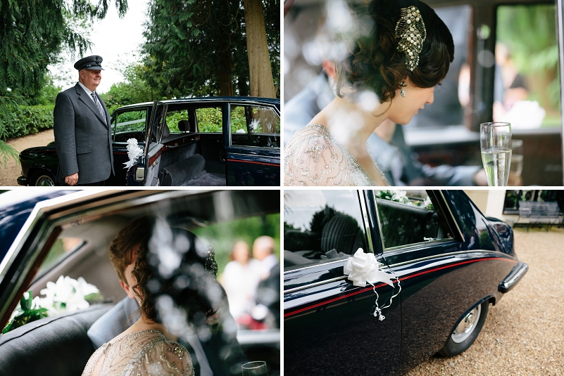 Navy blue wedding car