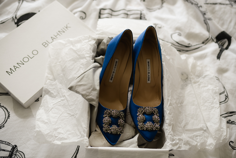 Blue, wedding shoes