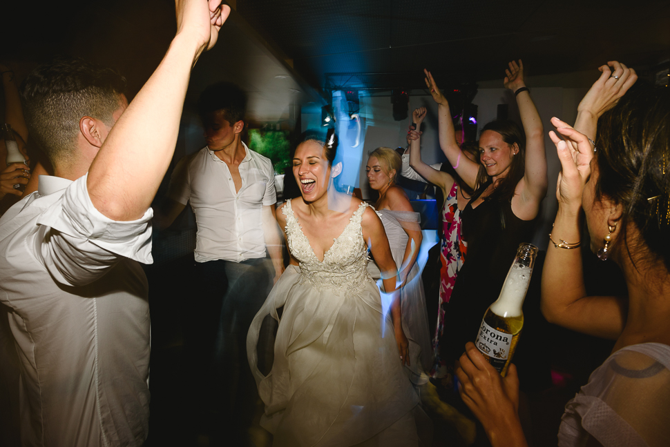 Bride, dancing, Durlston Castle