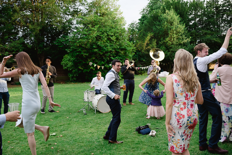 band, dancing, Garden Wedding