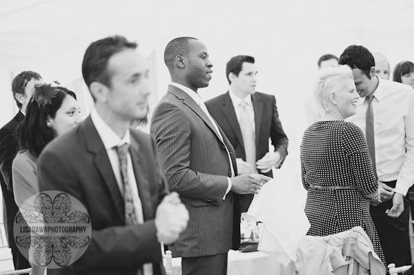 Guests make toast at reception