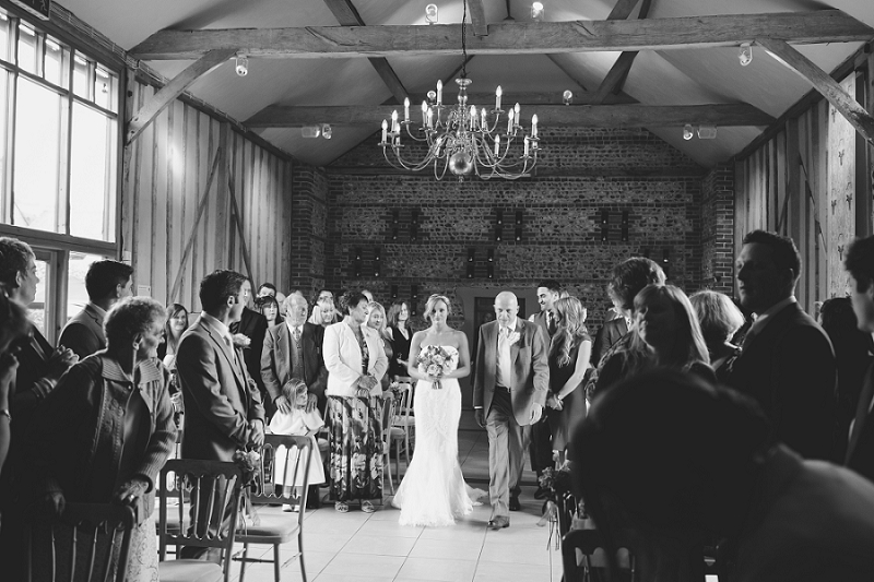 bride entering wedding ceremony