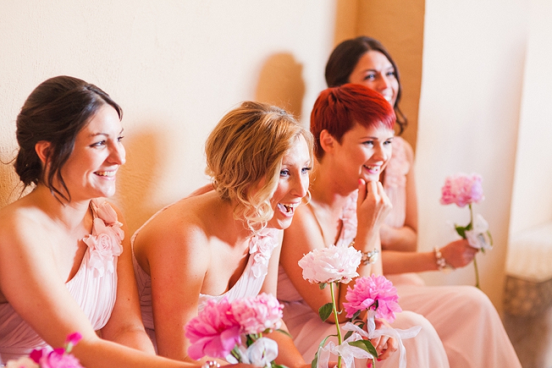 bridesmaids laughing