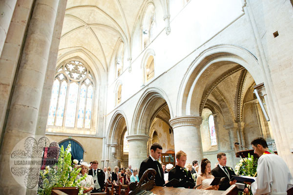 singing wedding ceremony at St. Cross Hospital Church